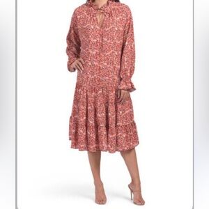 Anthropology O.P.T. One Pretty Time Prairie Poppy Pink Floral Dress Size M